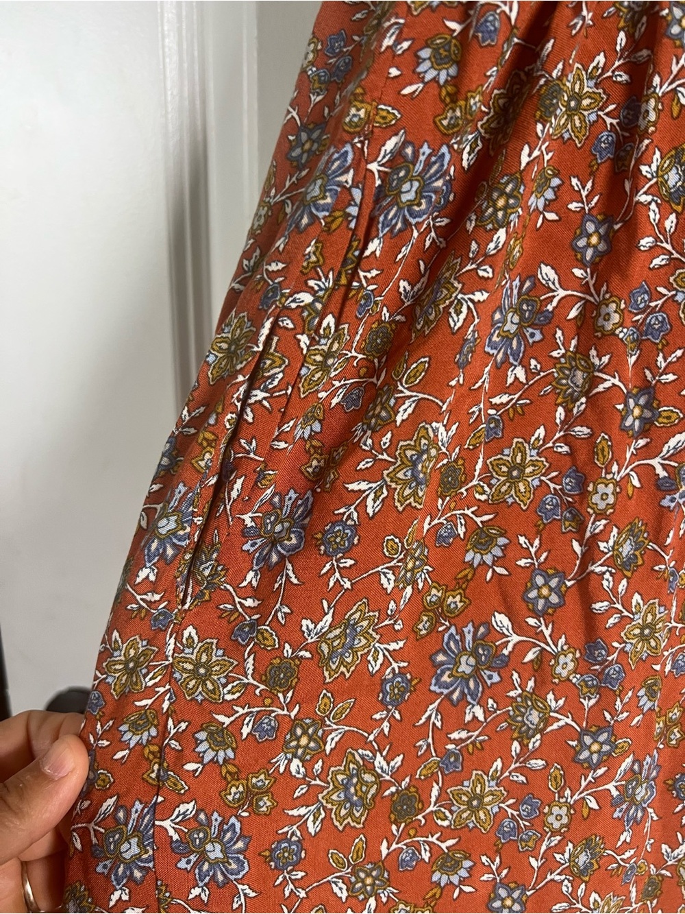 Rust Floral Wide-Leg Jumpsuit with Tie Straps - Picture 5 of 5